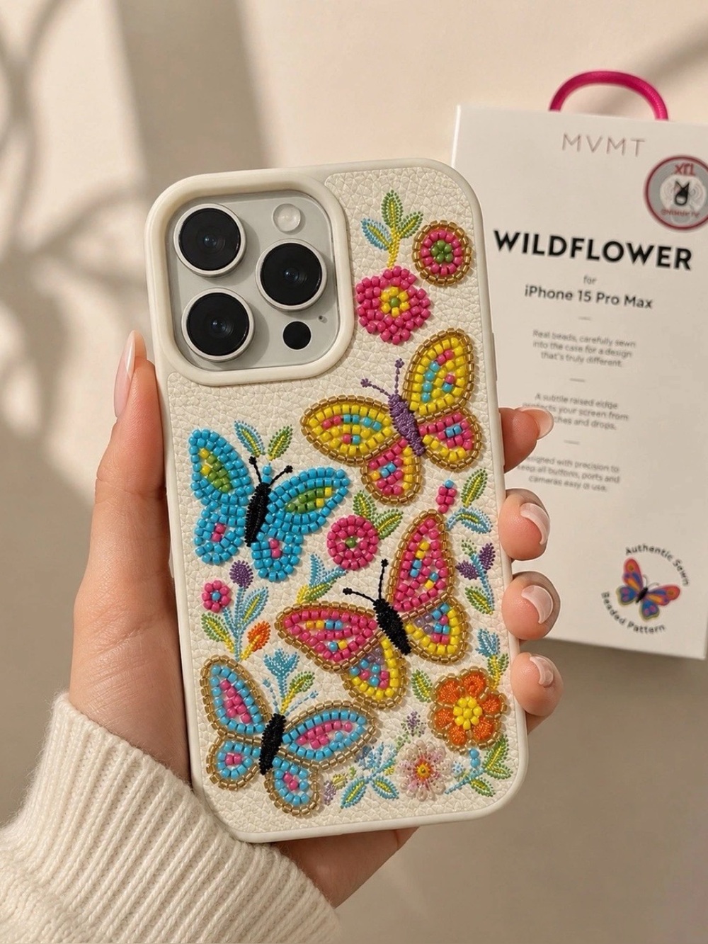 MVMT iPhone 16 Pro Max Case Wildflower Limited Edition Hand Sewn Beaded - New